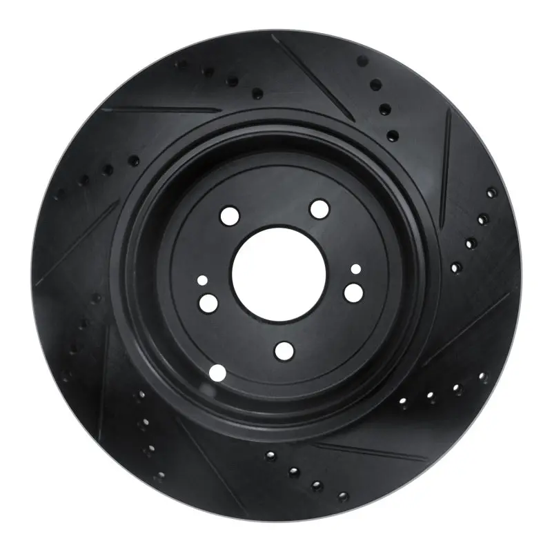 R1 18-25 Genesis G70 Rear Left Drilled & Slotted Black Brake Rotor 1