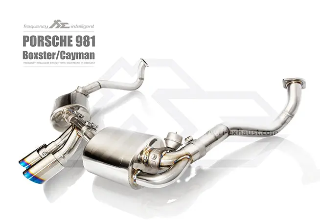 Fi Exhaust Porsche 981 Boxster/Cayman Mid Pipe + Valvetronic Mufflers + Dual Tips 1