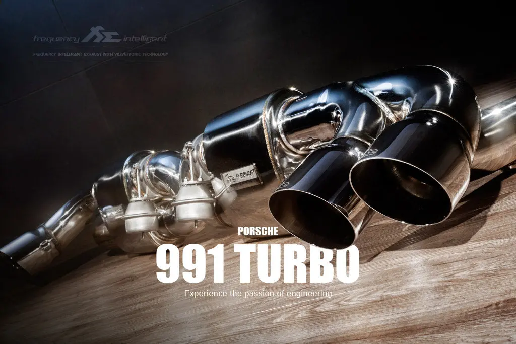 Fi Exhaust Porsche 991/991.2 Turbo Catless Mid Pipe + Valvetronic Mufflers 1