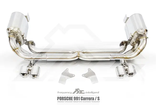 Fi Exhaust Porsche 991 Carrera/S Mid X Pipe + Valvetronic Mufflers + Quad Tips 1
