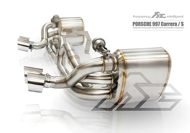Fi Exhaust Porsche 997.1 Carrera/S Mid X Pipe + Valvetronic Mufflers + Quad Tips 1