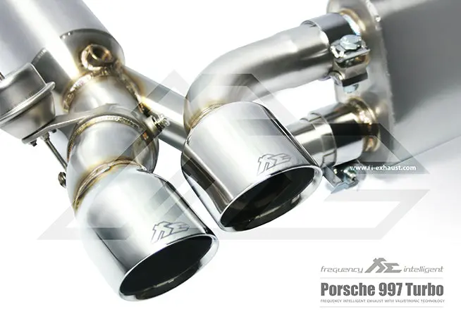 Fi Exhaust Porsche 997.2 Turbo Catless Mid Pipe + Valvetronic Mufflers + Quad Tips 1