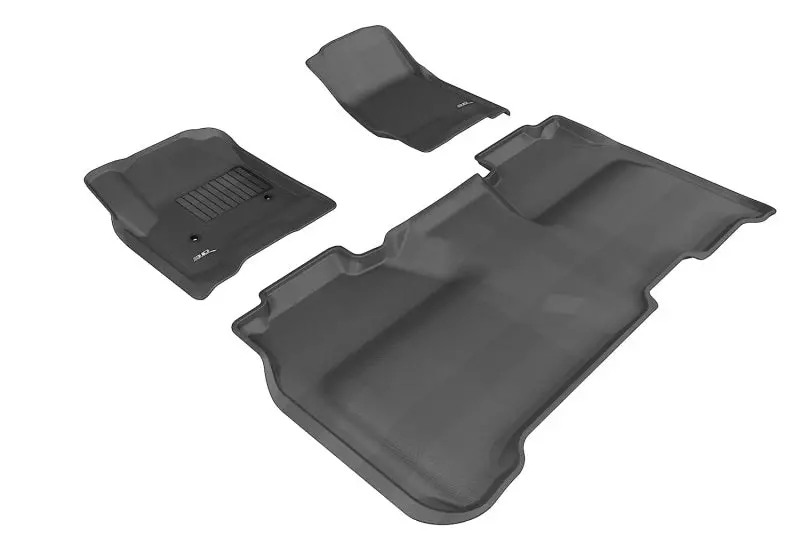 3D Maxpider 2014-2019 Chevrolet Silverado Crew Cab Kagu 1St & 2Nd Row Floormats - Black 1