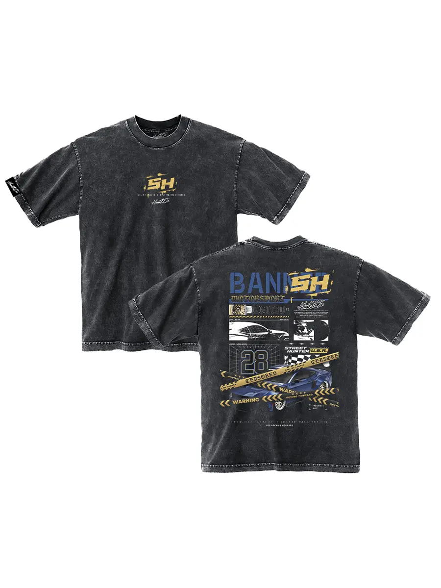Banned Streethunter Tee - Black Mineral Wash 1