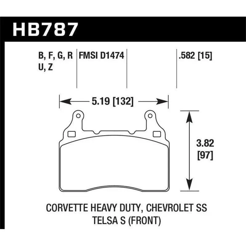 Hawk 15-17 Chevy Corvette Z06 Hps 5.0 Front Brake Pads 1