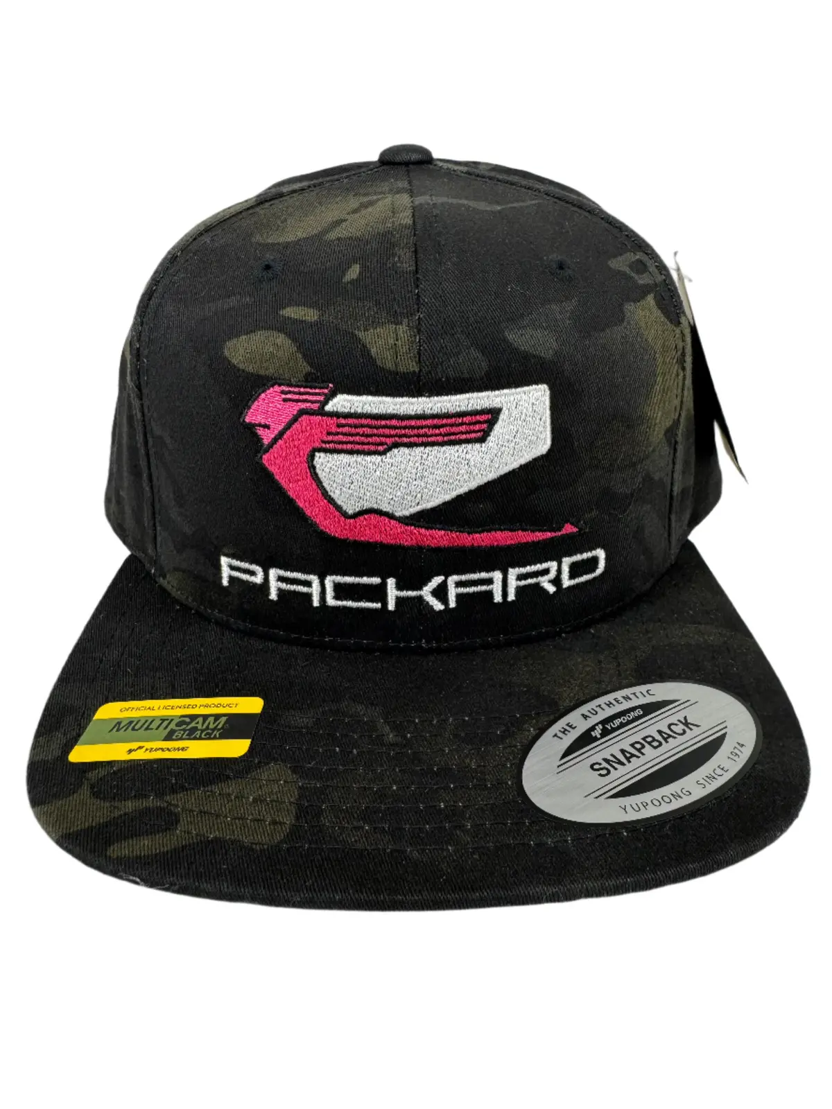 Embroidered Snapback Flat Brim Pink/White Logo 1