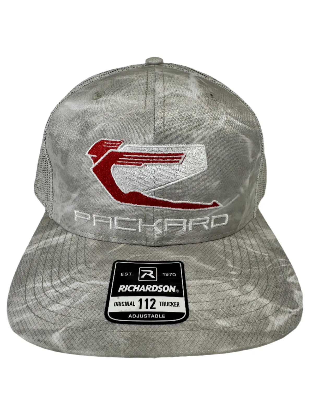 Embroidered Trucker Hat Curved Brim Red Logo 1