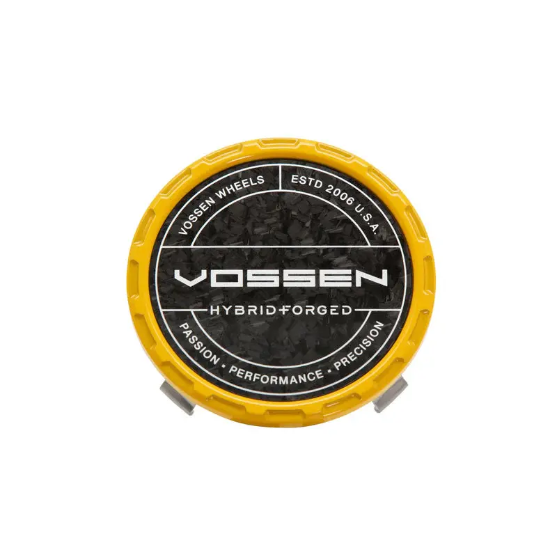 Hybrid Forged Carbon Billet Sport Cap For Vf & Hf Series Wheels (Canary Yellow) - Forged Carbon 1