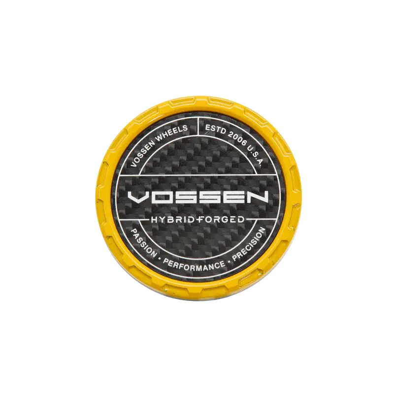 Carbon Hybrid Forged Billet Sport Cap For Vf & Hf Series Wheels (Canary Yellow) - Twill Weave Carbon 1