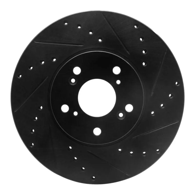R1 04-14 Acura Tsx Front Right Drilled & Slotted Black Brake Rotor 1