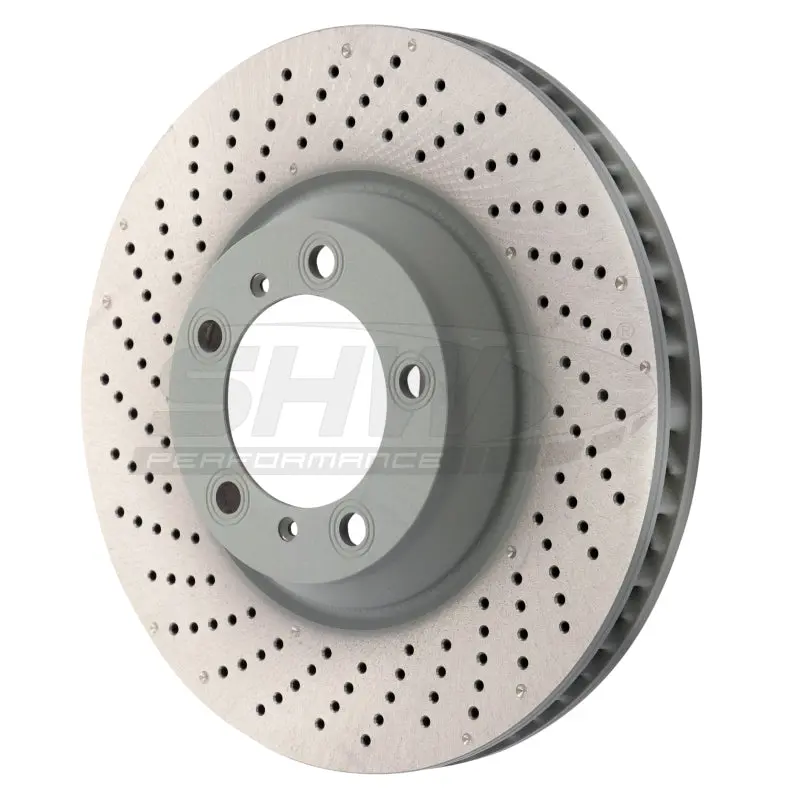 Shw 07-13 Porsche 911 Turbo 3.8L W/O Ceramics Left Front Drilled-Dimple Mb Brake Rotor (99735140501) 1