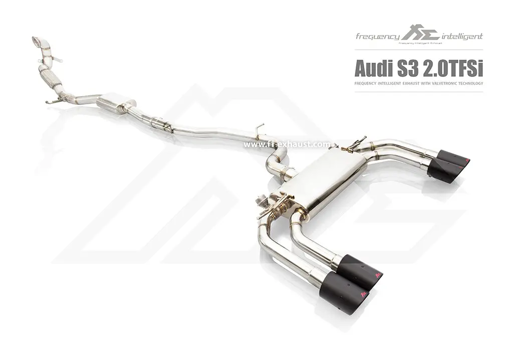 Fi Exhaust Audi S3 (8V) Sportback Mid Pipe + Valvetronic Mufflers + Quad Tips 1