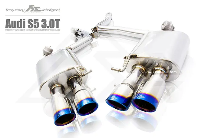 Fi Exhaust Audi S4/S5 (B8/B8.5) Sportback Front Pipe + Mid X Pipe + Rear Mufflers + Quad Silver Tips 3