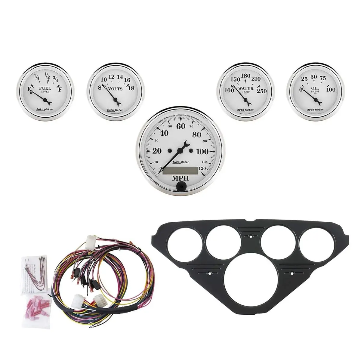 Autometer 7049-Otw Old Tyme White Analog Gauge Cluster 1