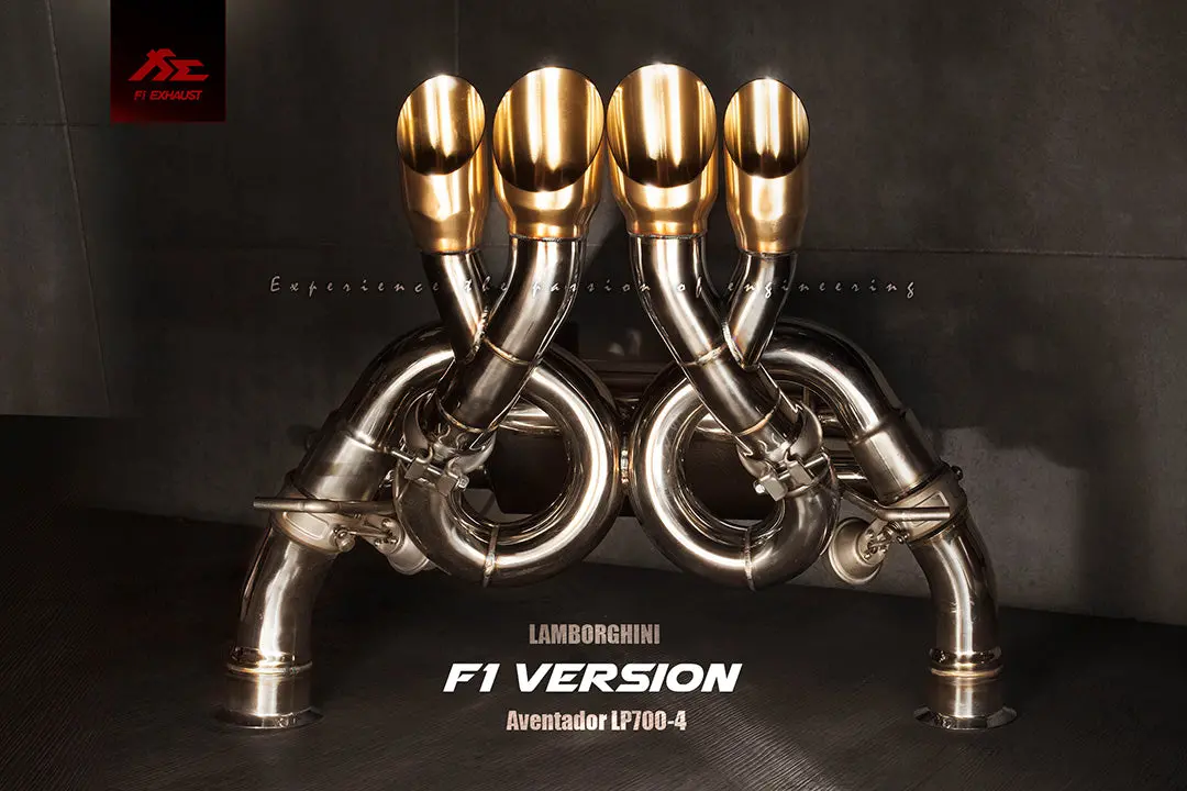 Fi Exhaust Lamborghini Aventador Lp700-4 F1 Catback Valvetronic Mufflers + Quad Tips + Ultra High Flow Pipe + Heat Protector For Cat Pipe (High Pitch Version) 1