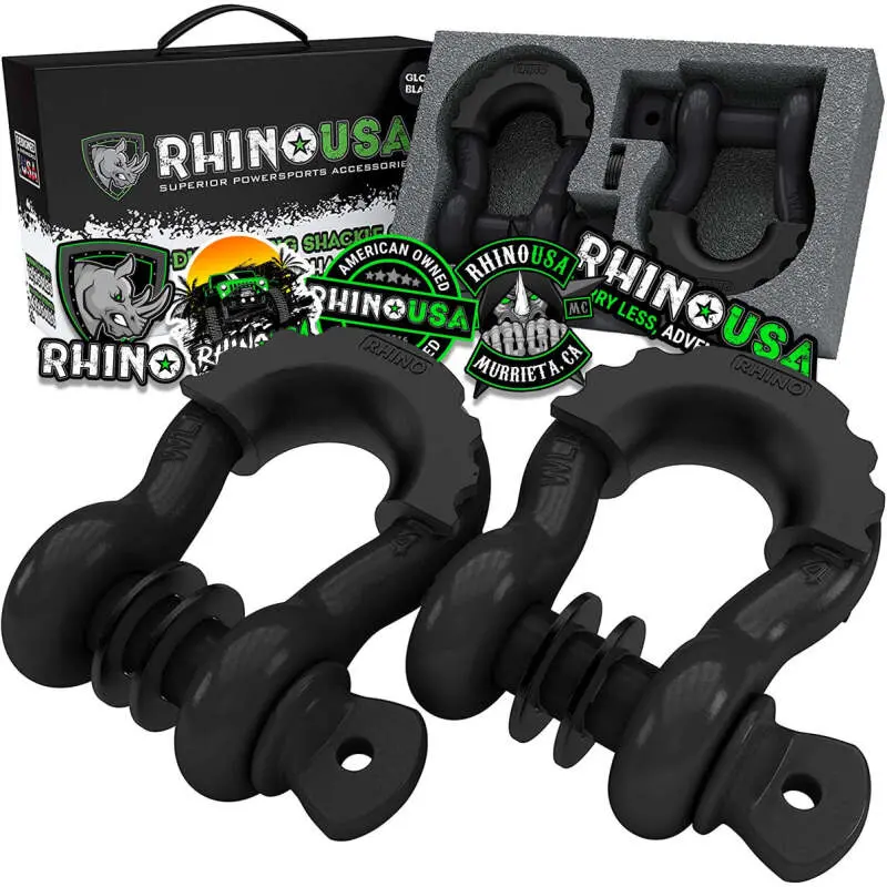 Rhino Usa 3/4In D-Ring Shackle Set (2-Pack) Matte Black 1