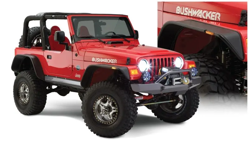 Bushwacker 97-06 Jeep Wrangler Flat Style Flares 4Pc - Black 1