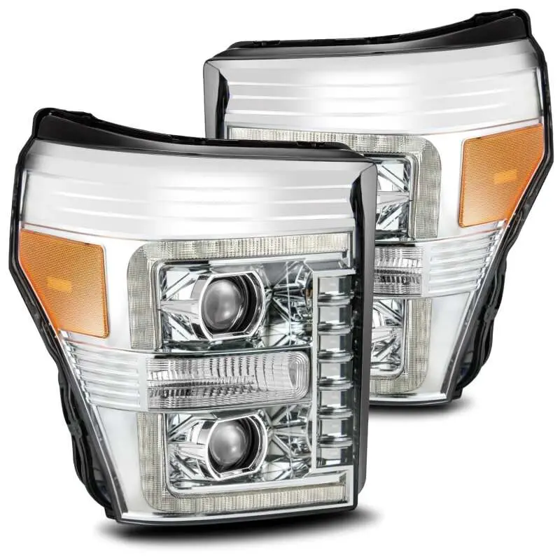 Alpharex 11-16 Ford F-350 Sd Luxx Led Proj Headlights Plank Style Chrm W/Activ Light/Seq Signal/Drl 2