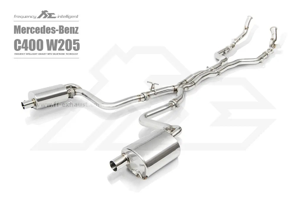 Fi Exhaust Mercedes-Benz C400/C450/C43 Mid X Pipe + Valvetronic Mufflers 1