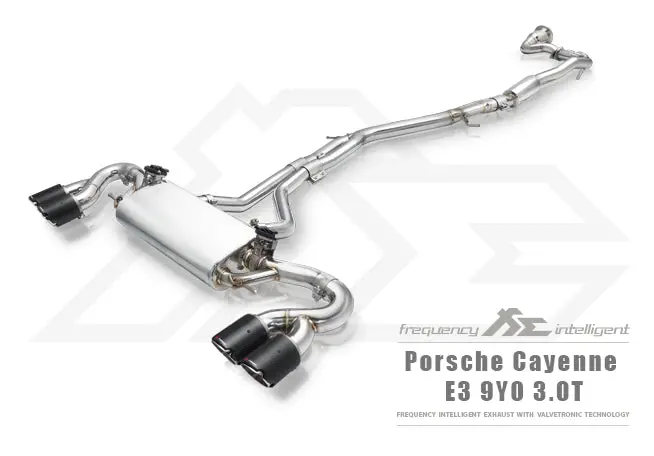 Fi Exhaust Porsche 9Y0 Cayenne 3.0T Mid X Pipe + Valvetronic Mufflers + Quad Tips + Obd2 Mobile App Remote 1