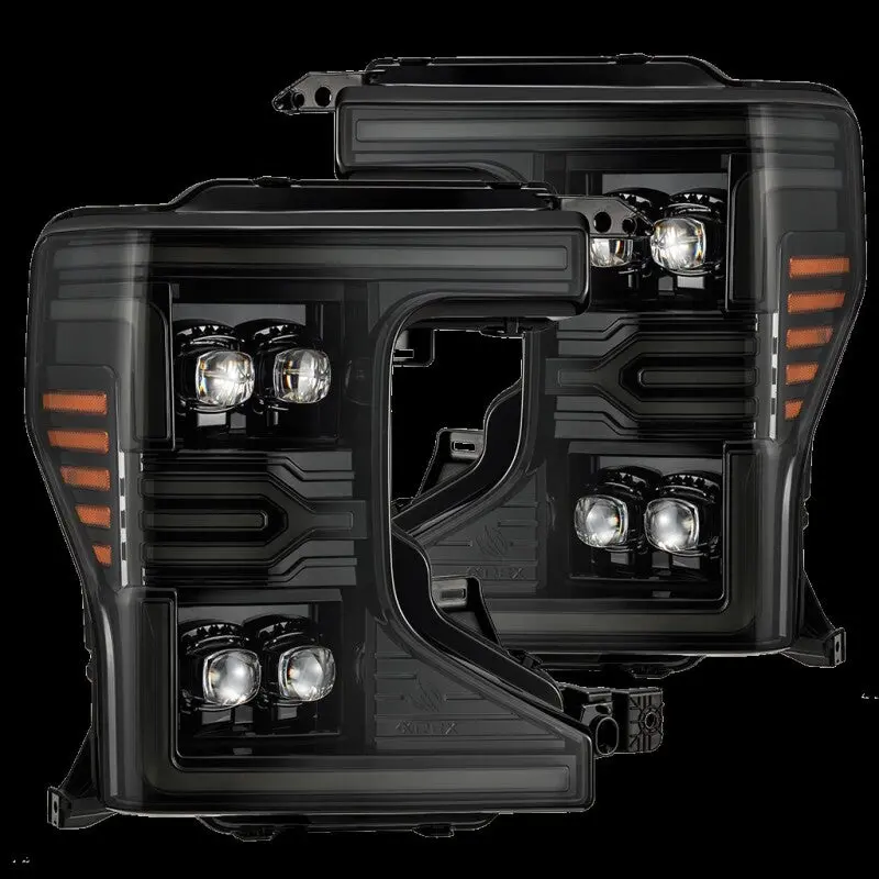 Alpharex 20-22 Ford F-250/350/450 Sd Nova-Series Led Proj Headlights Alpha-Bk W/Acv Light Ss & Sbdrl 1