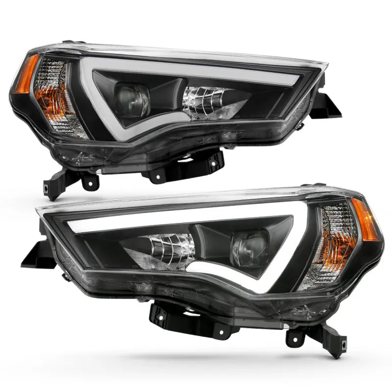 Anzo 14-18 Toyota 4 Runner Plank Style Projector Headlights Black W/ Amber 2