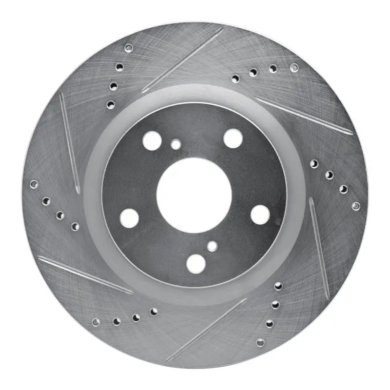 R1 06-20 Lexus Es300h Front Left Drilled & Slotted Silver Brake Rotor 1