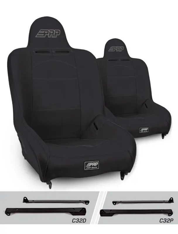 Prp Premier High Back Suspension Seats Kit For Jeep Wrangler Cj7/Yj (Pair) - Black 1