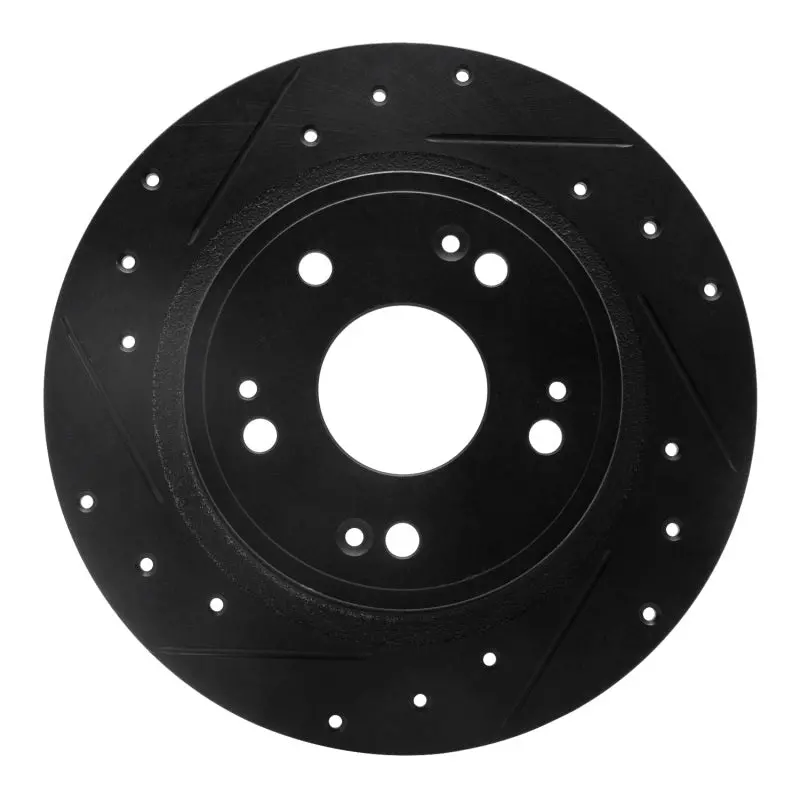 R1 05-17 Honda Accord Rear Left Drilled & Slotted Black Brake Rotor 1