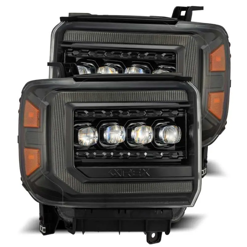Alpharex 14-18 Gmc Sierra Nova Led Proj Headlights Plnk Style Alpha Blk W/Activ Light/Seq Signal/Drl 1