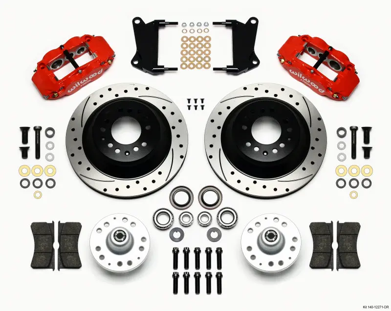 Wilwood Narrow Superlite 6R Front Hub & 1Pc Rtr Kit 12.88In Drilled -Red 67-69 Camaro 64-72 Nova 1