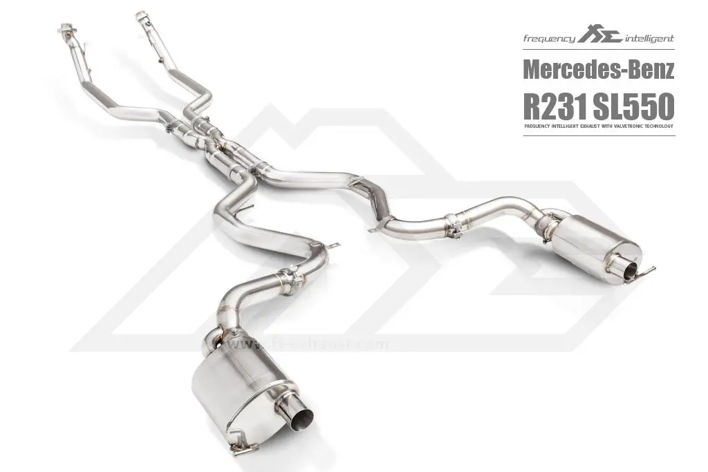 Fi Exhaust Mercedes-Benz Sl550 Ultra High Flow Downpipe + Mid X Pipe + Valvetronic Mufflers 1