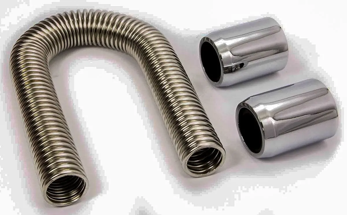 Polished Stainless Steel Heater Hose Kit – 44" Length With Caps (Rpcr7313) 1