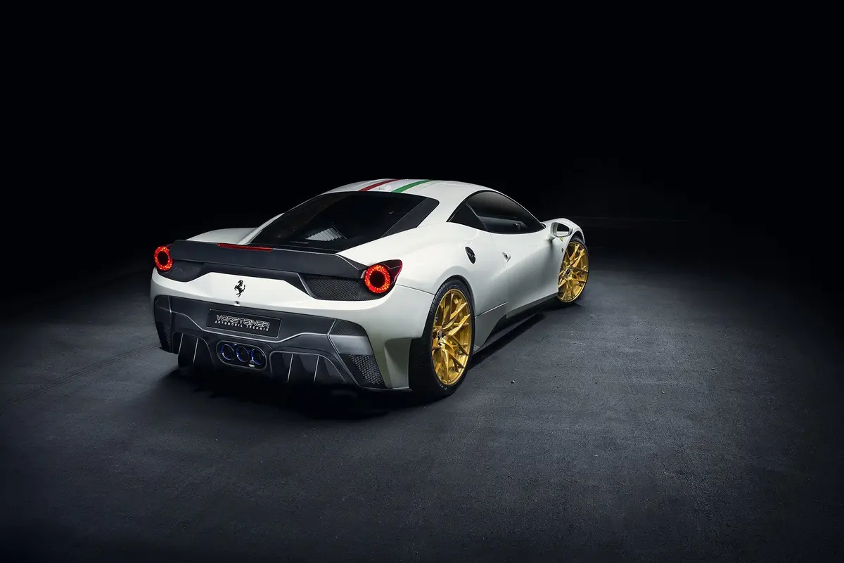 Vorsteiner 458-Vx Aero Rear Bumper W/ Rear Diffuser Carbon Fiber Pp 1X1 Glossy (Incl. Exhaust Tips) For Ferrari 458 1