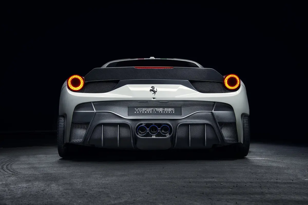 Vorsteiner 458-Vx Aero Rear Bumper W/ Rear Diffuser Carbon Fiber Pp 1X1 Glossy (Incl. Exhaust Tips) For Ferrari 458 2