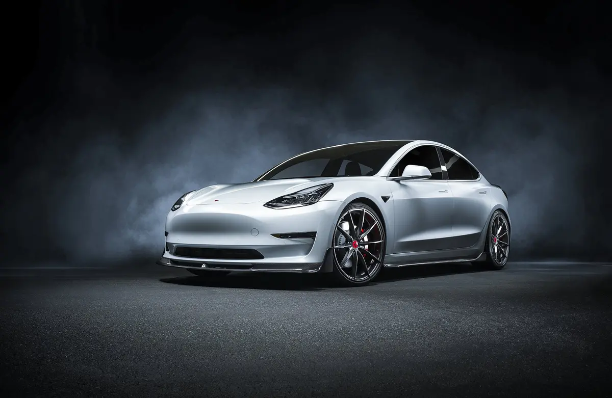 Vorsteiner Volta Aero Front Spoiler Carbon Fiber Pp 2X2 Glossy For Tesla Model 3 1