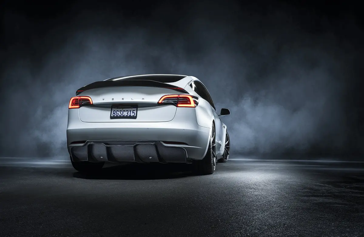 Vorsteiner Volta *Track Edition* Rear Diffuser Carbon Fiber Pp 2X2 Glossy For Tesla Model 3 1