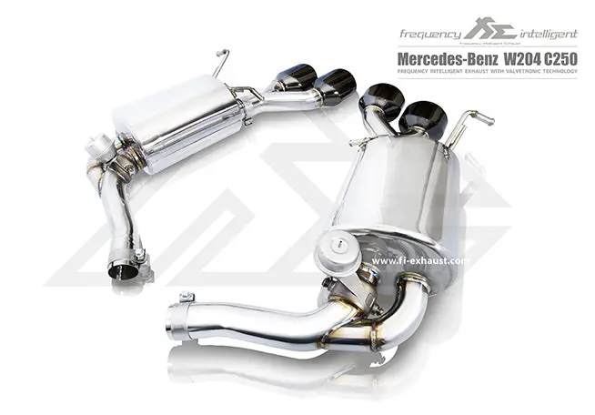 Fi Exhaust Mercedes-Benz C180/C200/C250 Front Pipe + Mid Y-Pipe + Valvetronic Mufflers + Quad Tips 4