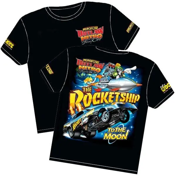 Rocket Ship Wheelstander Graphic T-Shirt – Vintage Racing Style (Rtrs-S) 1