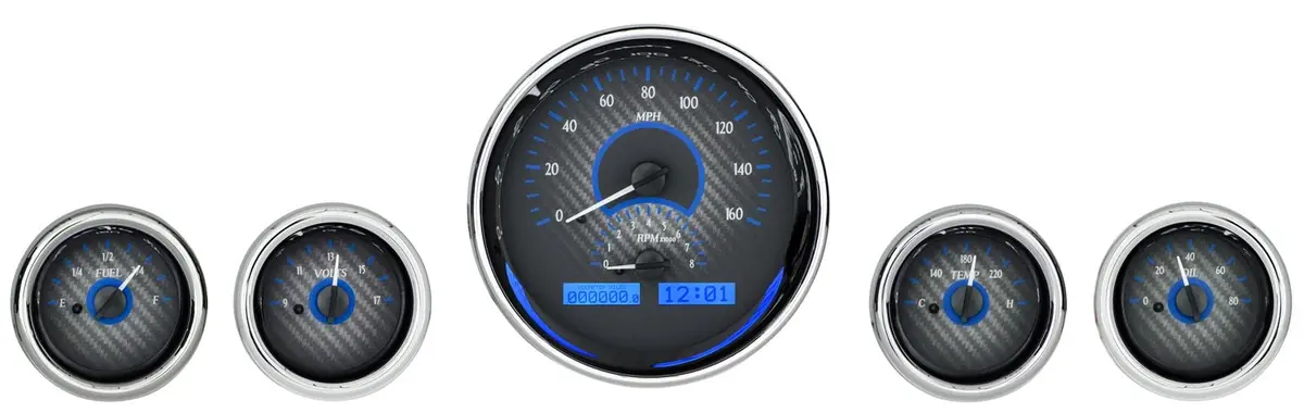 Dakota Digital Vhx-1015-C-B Universal Analog Gauge Kit – Programmable Round Dash Display With Tach & Speedo 1